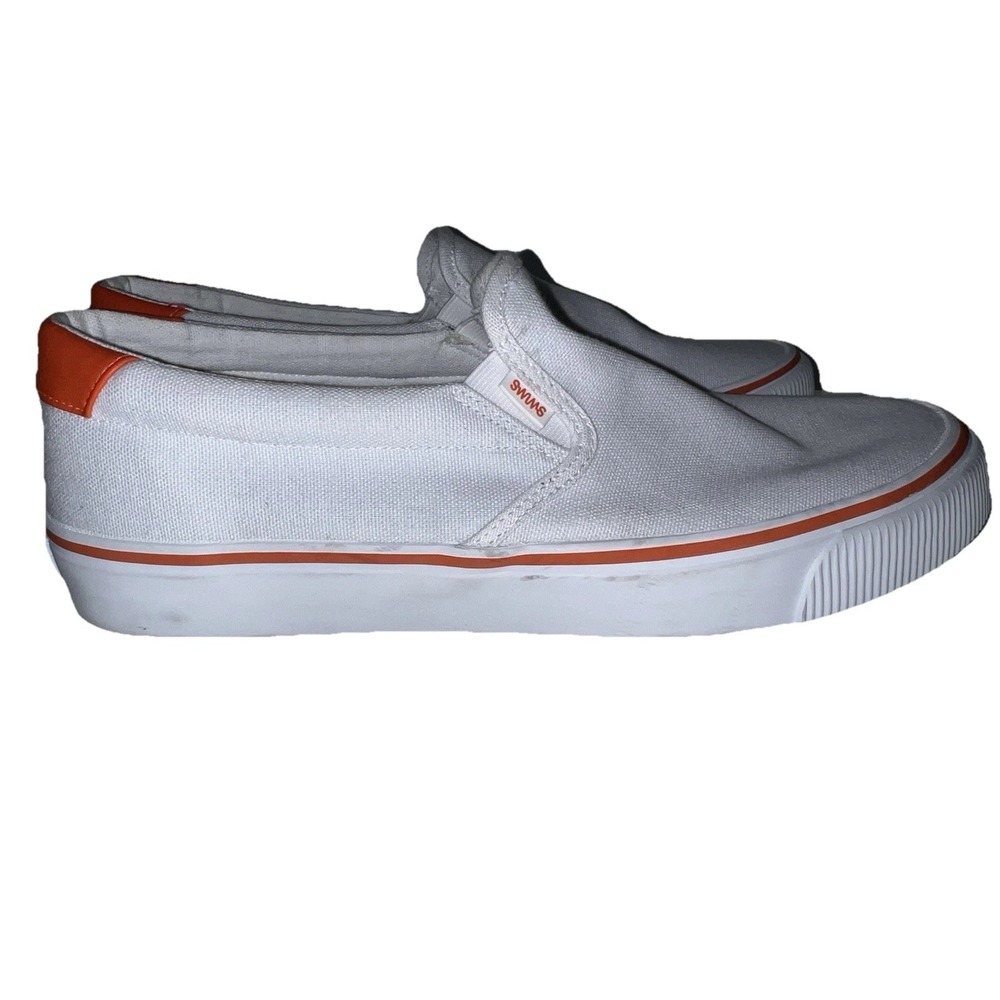 (b1/18N)SWIMS Weekender White Canvas Round Toe Low Top Slip On Men's Size‎ 12